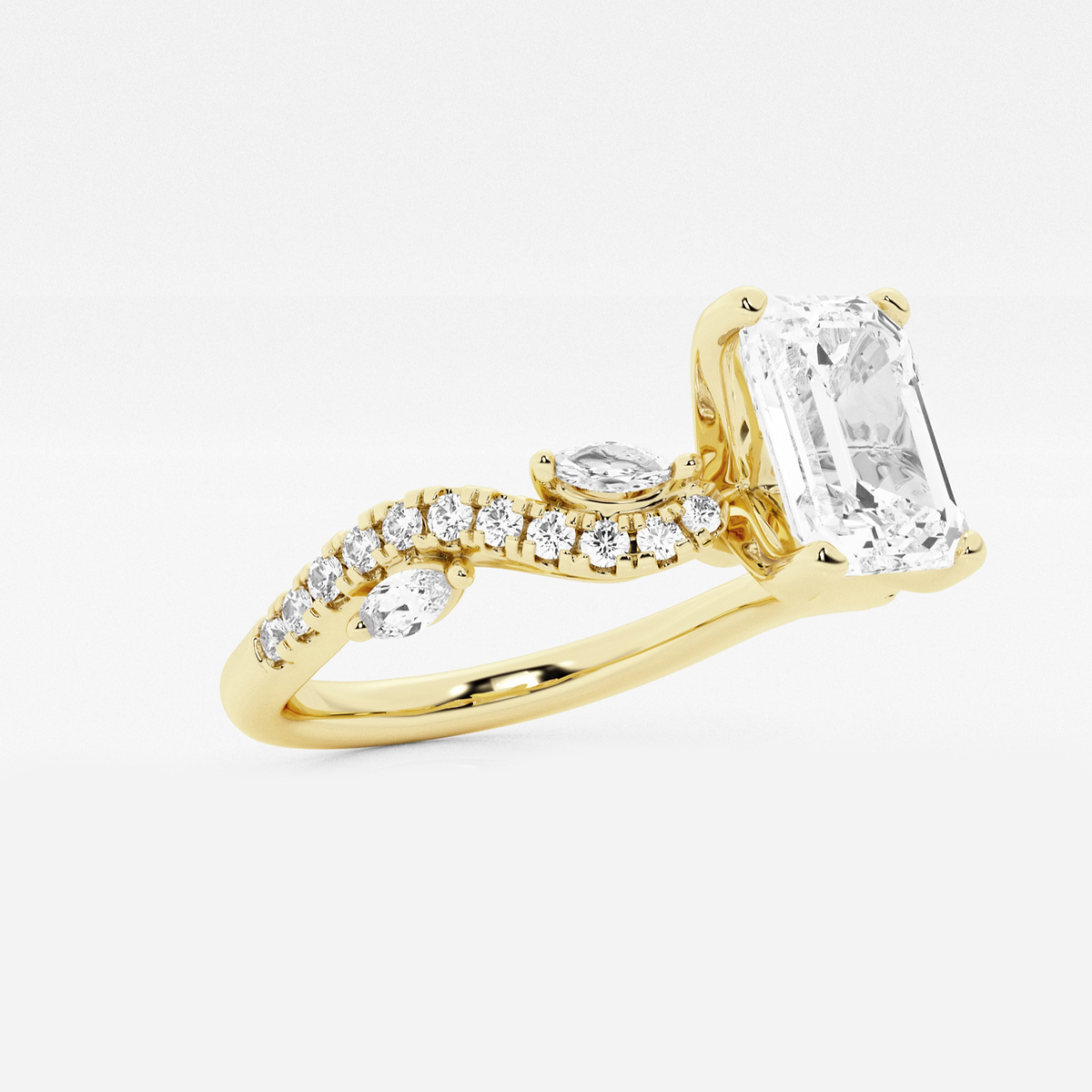 Additional Image 1 for  1 7/8 ctw Emerald Lab Grown Diamond Marquise Vine Engagement Ring