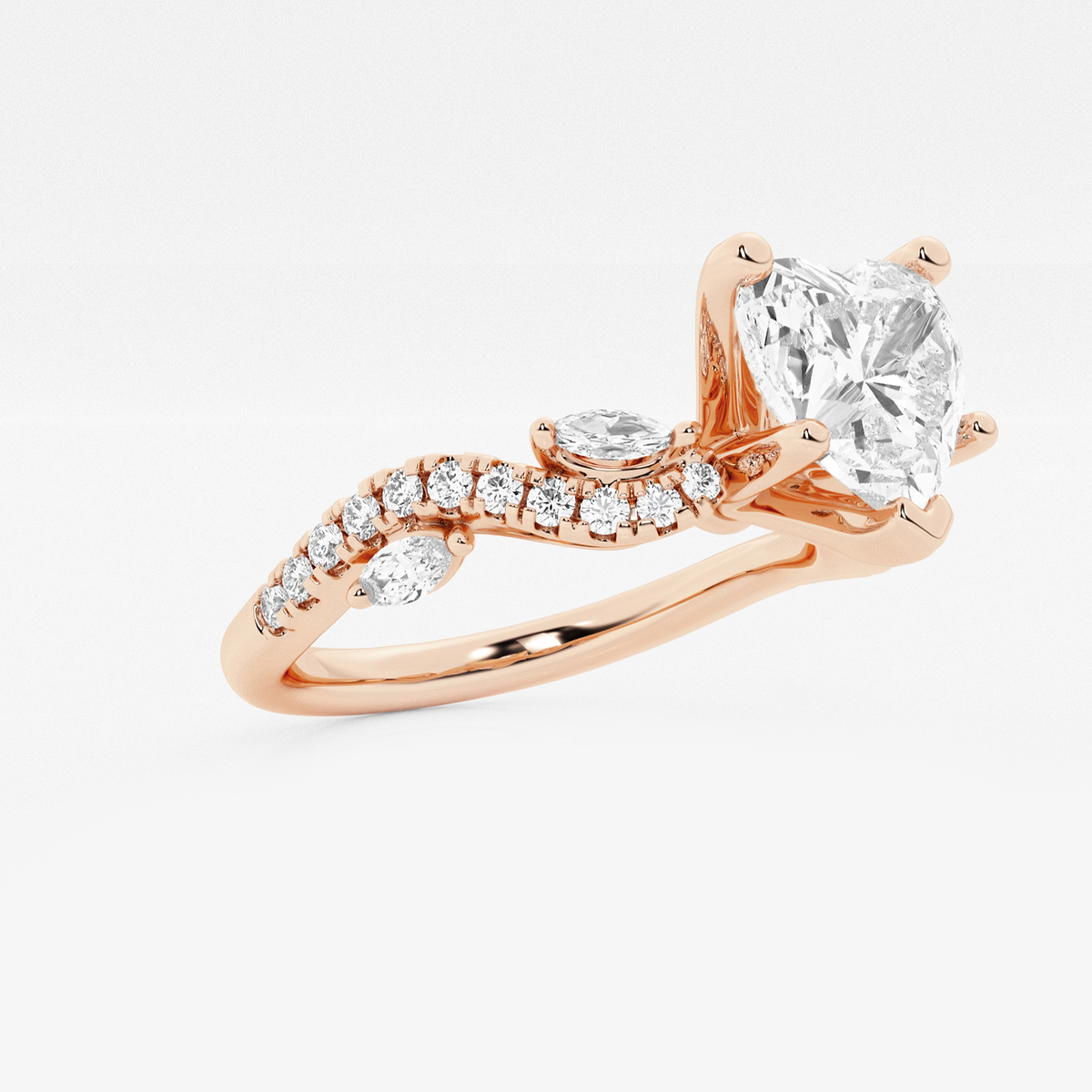 Additional Image 1 for  2 3/8 ctw Heart Lab Grown Diamond Marquise Vine Engagement Ring