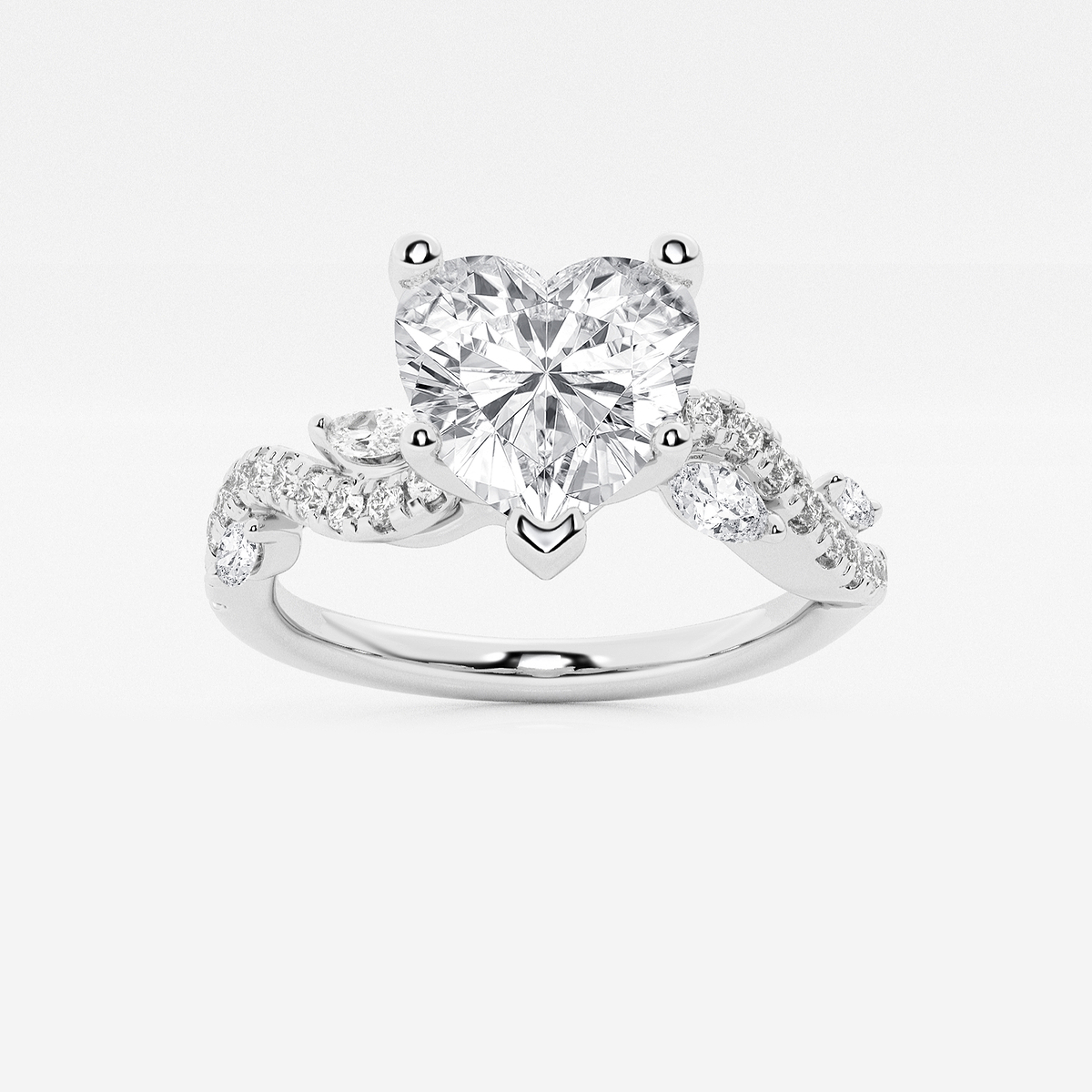 2 3/8 ctw Heart Lab Grown Diamond Marquise Vine Engagement Ring