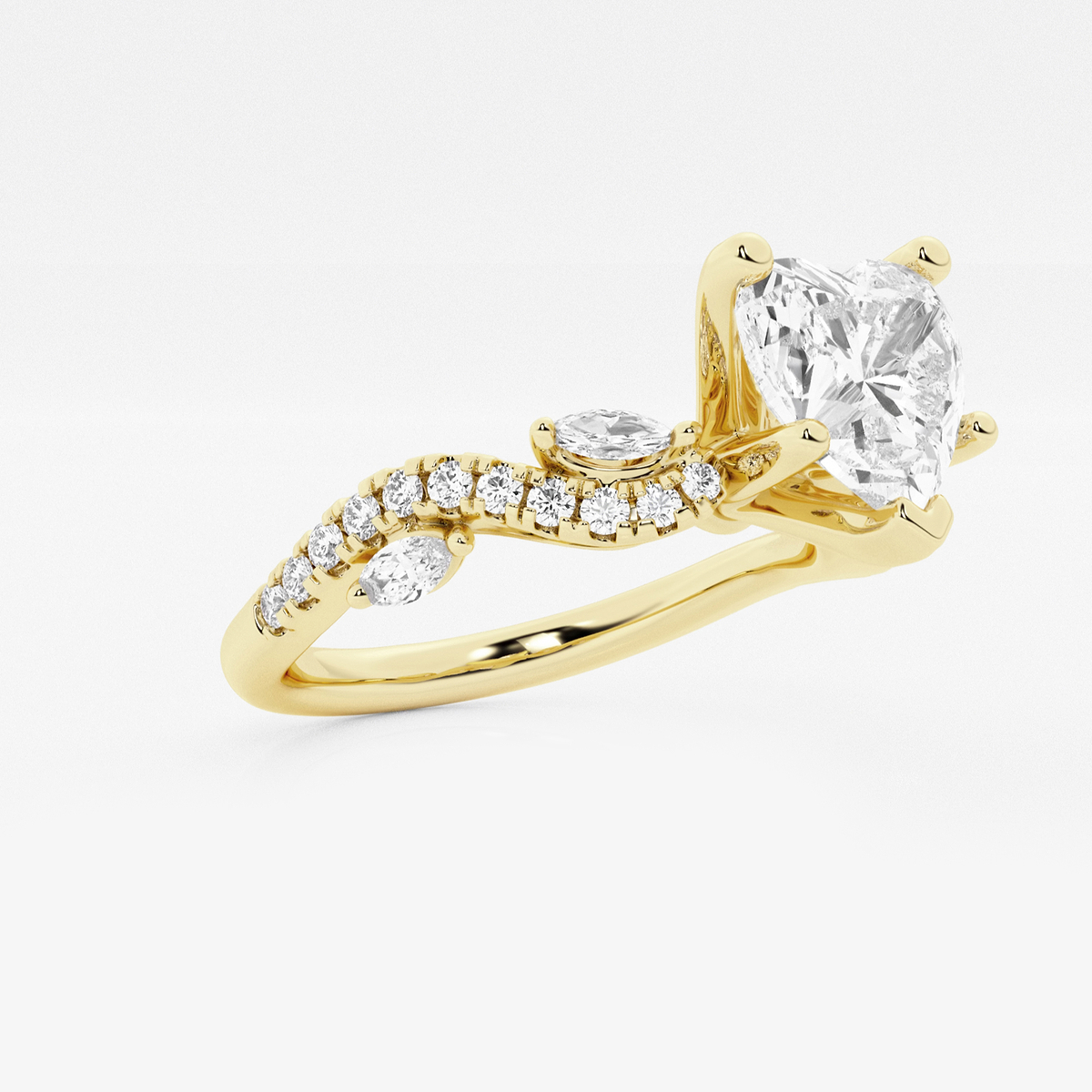 Additional Image 1 for  1 1/8 ctw Heart Lab Grown Diamond Marquise Vine Engagement Ring