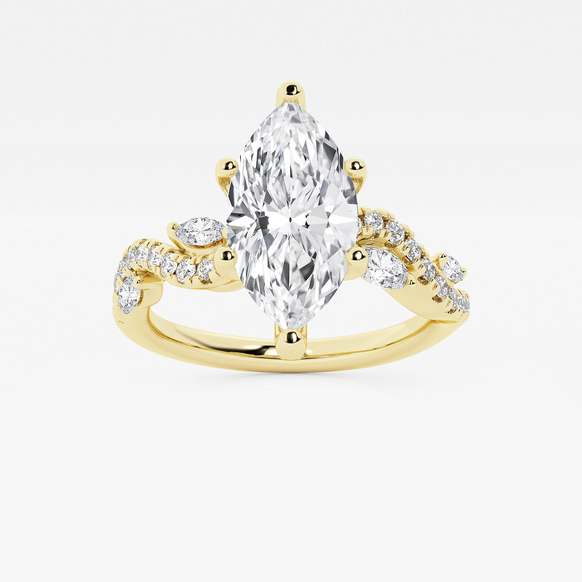 2 3/8 ctw Marquise Lab Grown Diamond Marquise Vine Engagement Ring 14K Yellow Gold, E, VS1