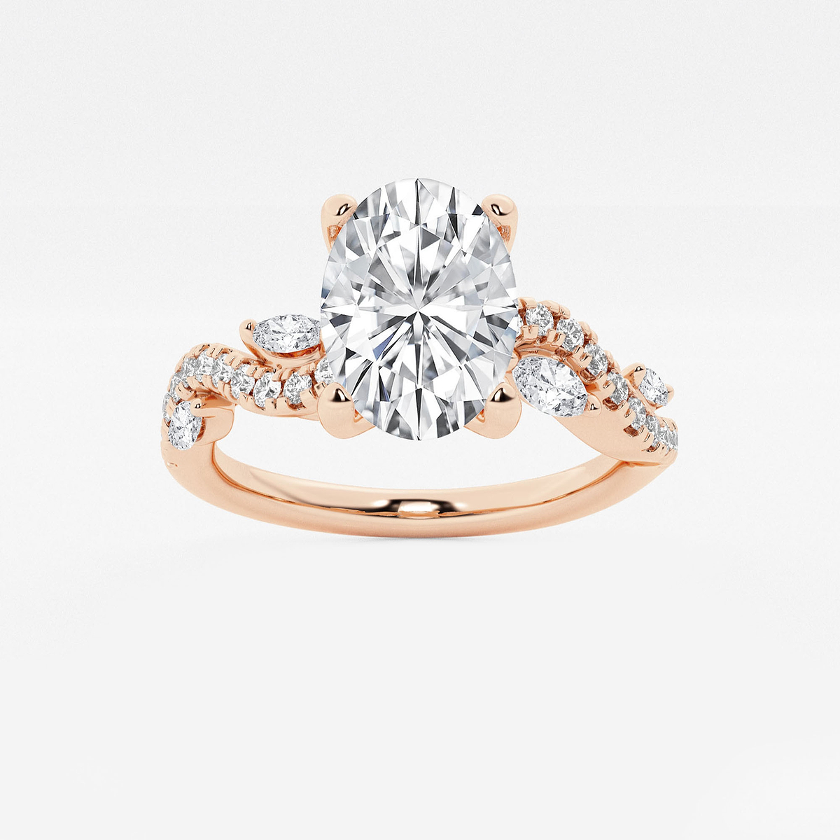 1 1/8 ctw Oval Lab Grown Diamond Marquise Vine Engagement Ring