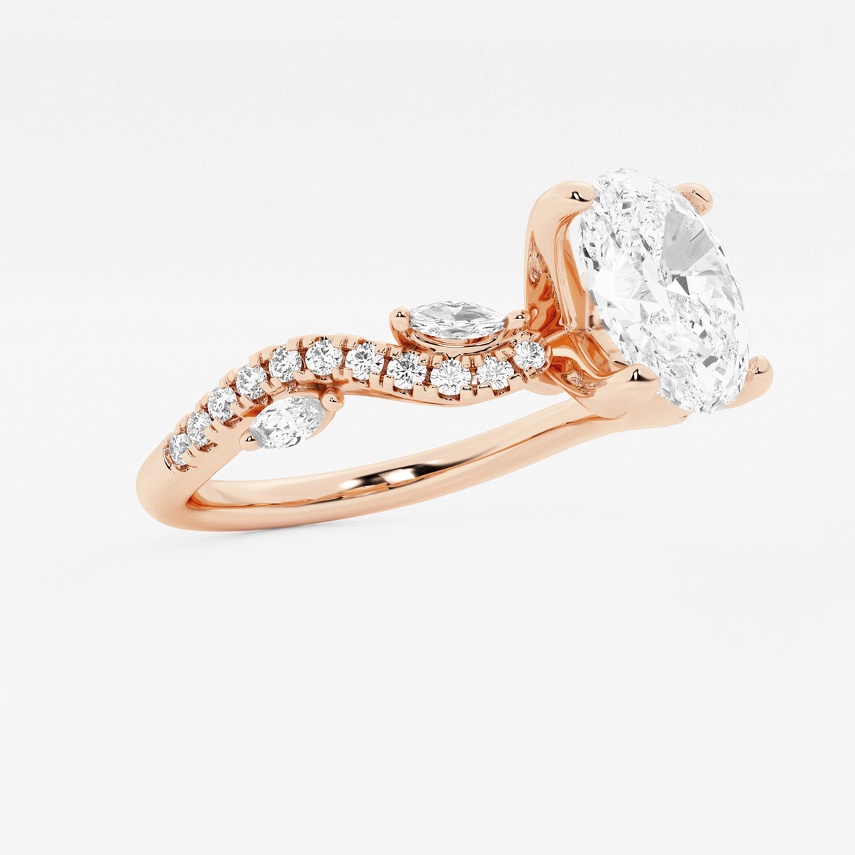 Additional Image 1 for  1 1/8 ctw Oval Lab Grown Diamond Marquise Vine Engagement Ring