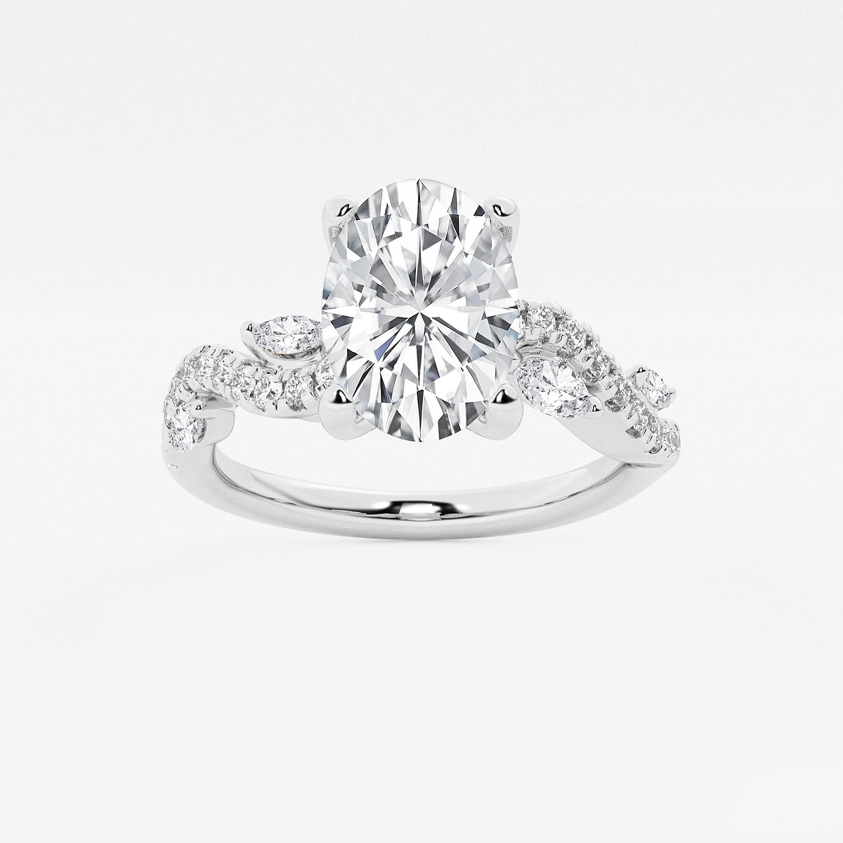 1 3/8 ctw Oval Lab Grown Diamond Marquise Vine Engagement Ring
