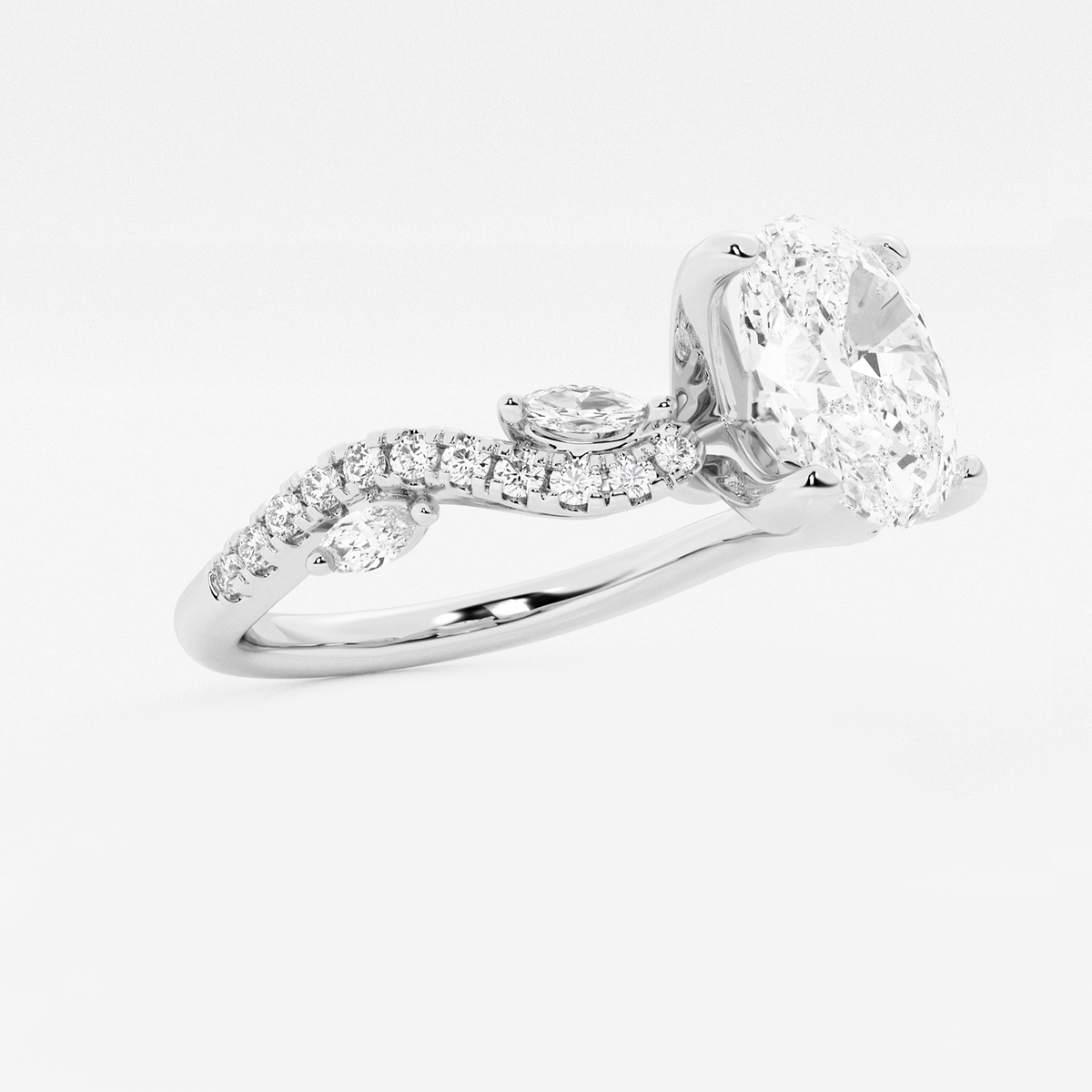 Additional Image 1 for  1 3/8 ctw Oval Lab Grown Diamond Marquise Vine Engagement Ring