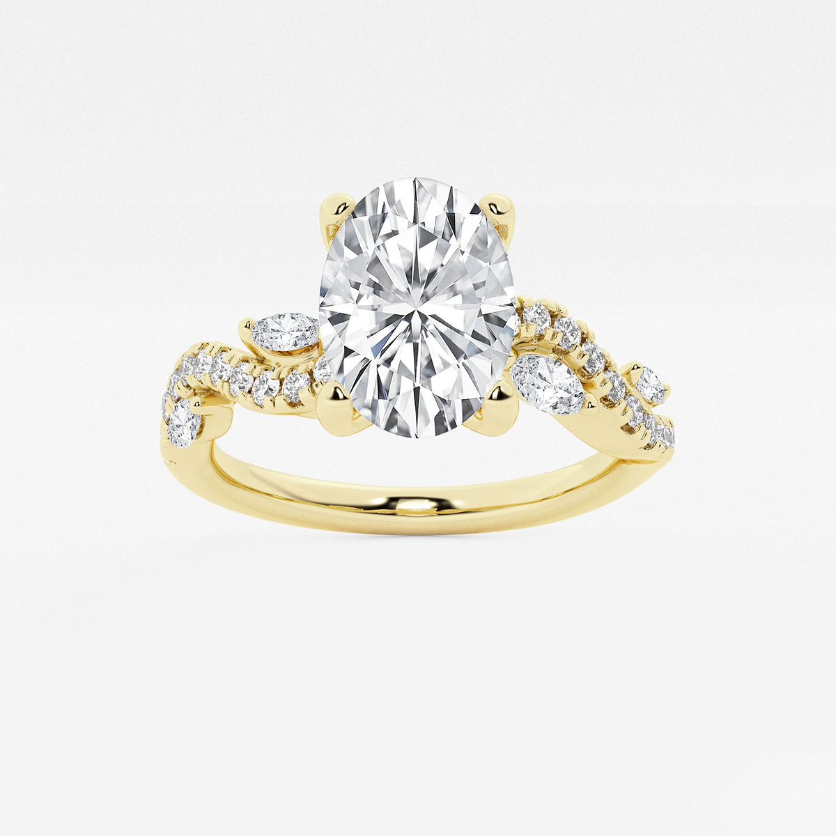 2 3/8 ctw Oval Lab Grown Diamond Marquise Vine Engagement Ring
