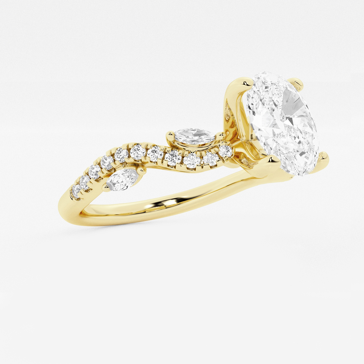 Additional Image 1 for  2 3/8 ctw Oval Lab Grown Diamond Marquise Vine Engagement Ring