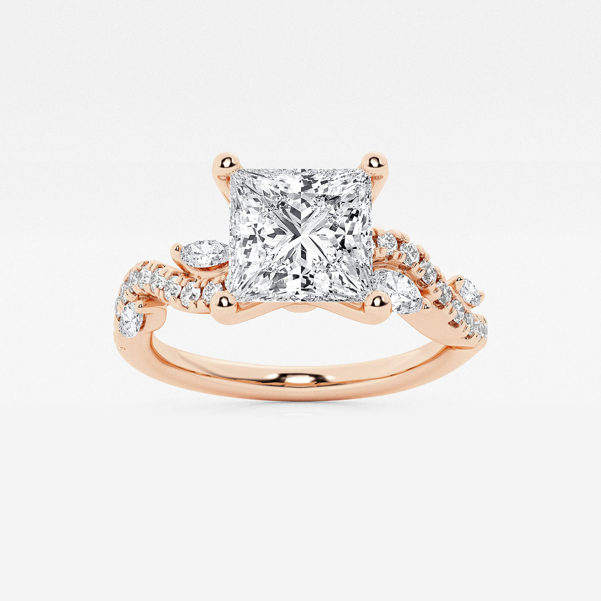 2 3/8 ctw Princess Lab Grown Diamond Marquise Vine Engagement Ring