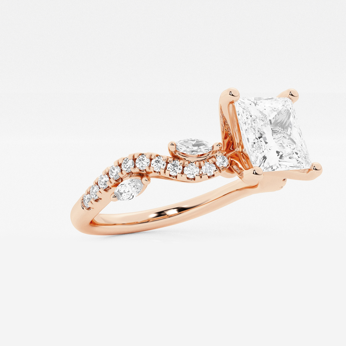 Additional Image 1 for  2 3/8 ctw Princess Lab Grown Diamond Marquise Vine Engagement Ring