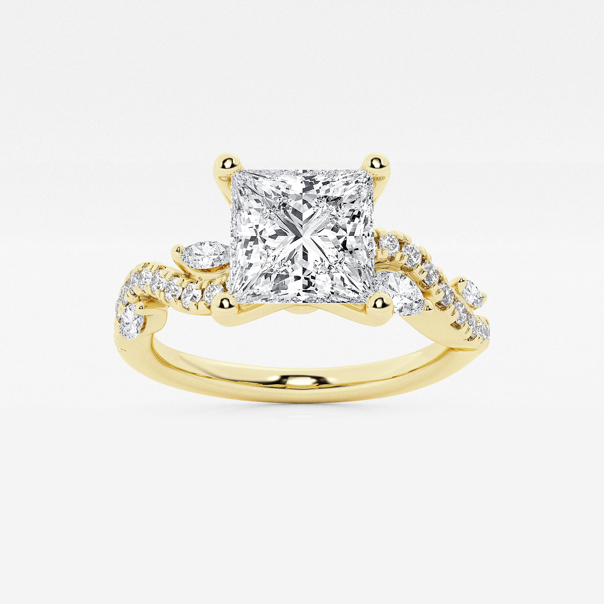 2 3/8 ctw Princess Lab Grown Diamond Marquise Vine Engagement Ring