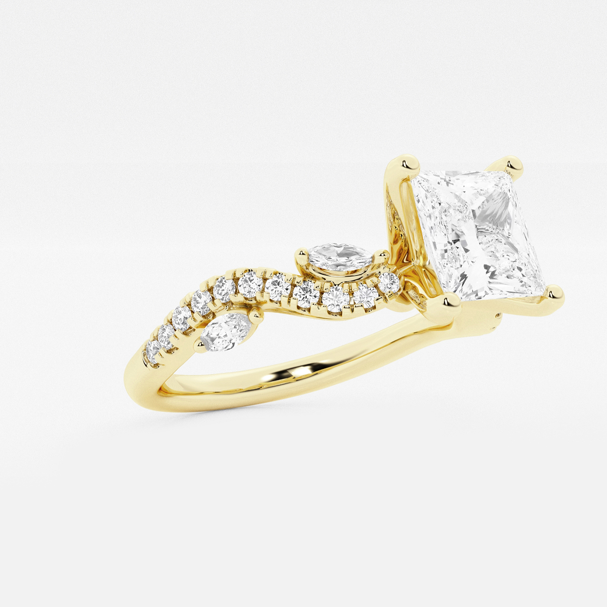 Additional Image 1 for  2 3/8 ctw Princess Lab Grown Diamond Marquise Vine Engagement Ring