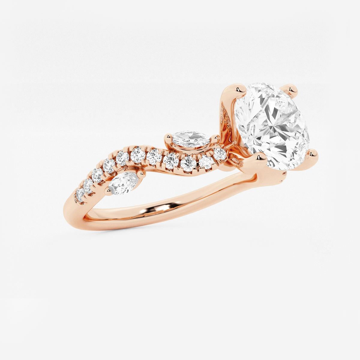 Additional Image 1 for  1 3/8 ctw Round Lab Grown Diamond Marquise Vine Engagement Ring