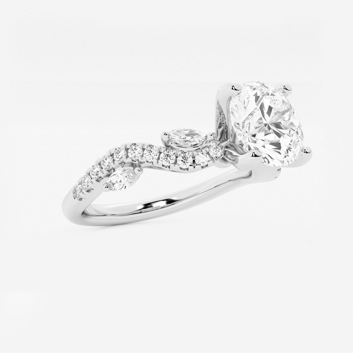 Additional Image 1 for  1 7/8 ctw Round Lab Grown Diamond Marquise Vine Engagement Ring