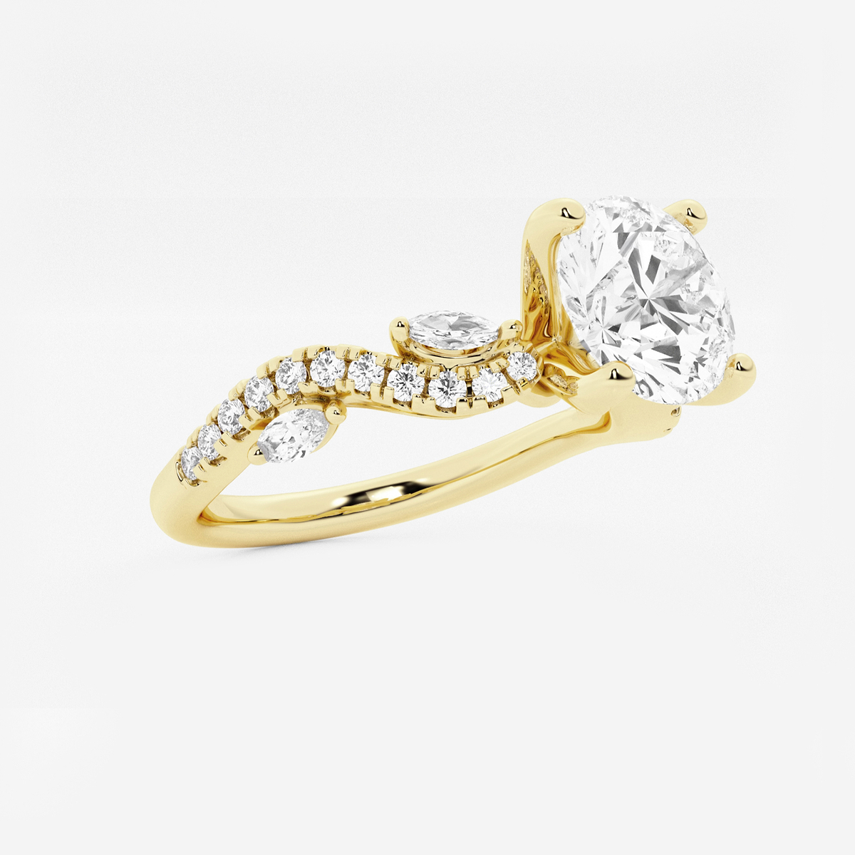 Additional Image 1 for  1 7/8 ctw Round Lab Grown Diamond Marquise Vine Engagement Ring