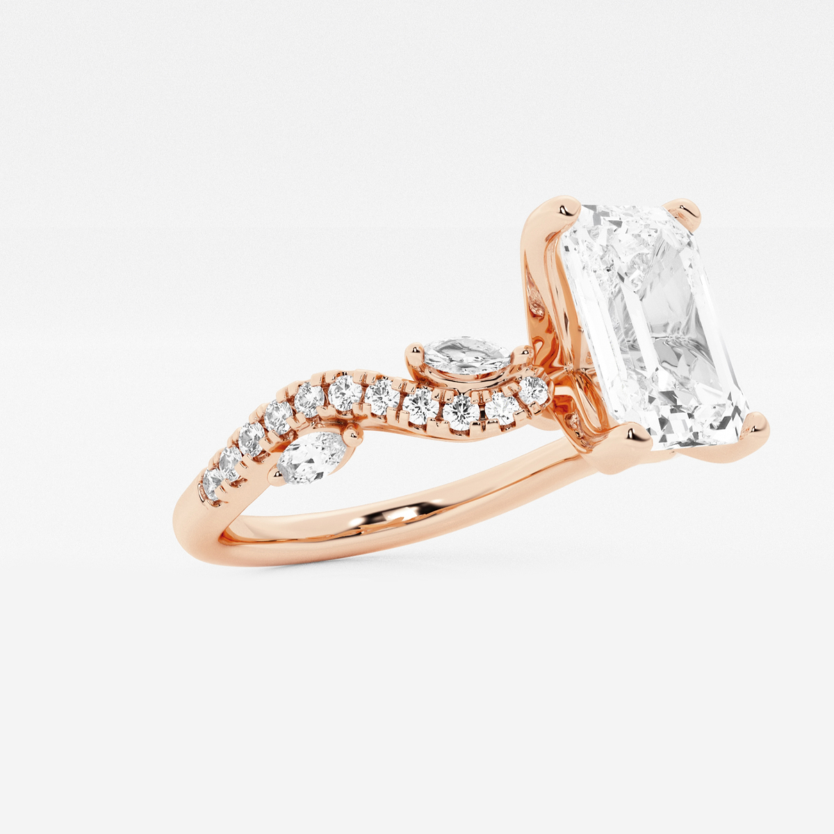 Additional Image 1 for  1 3/8 ctw Radiant Lab Grown Diamond Marquise Vine Engagement Ring