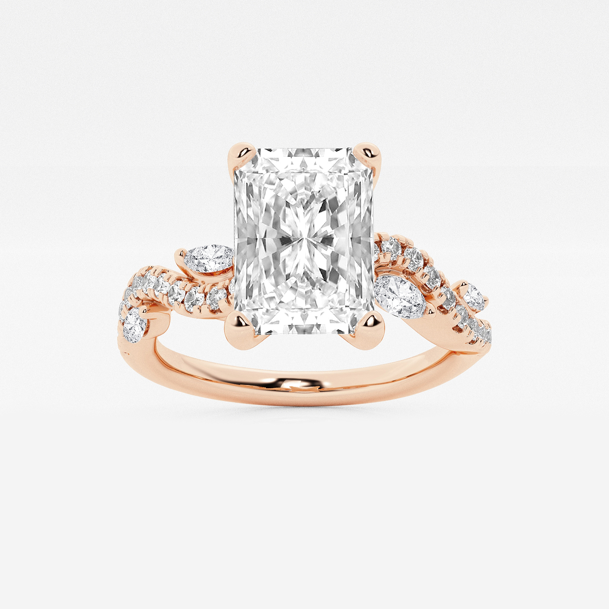 2 3/8 ctw Radiant Lab Grown Diamond Marquise Vine Engagement Ring