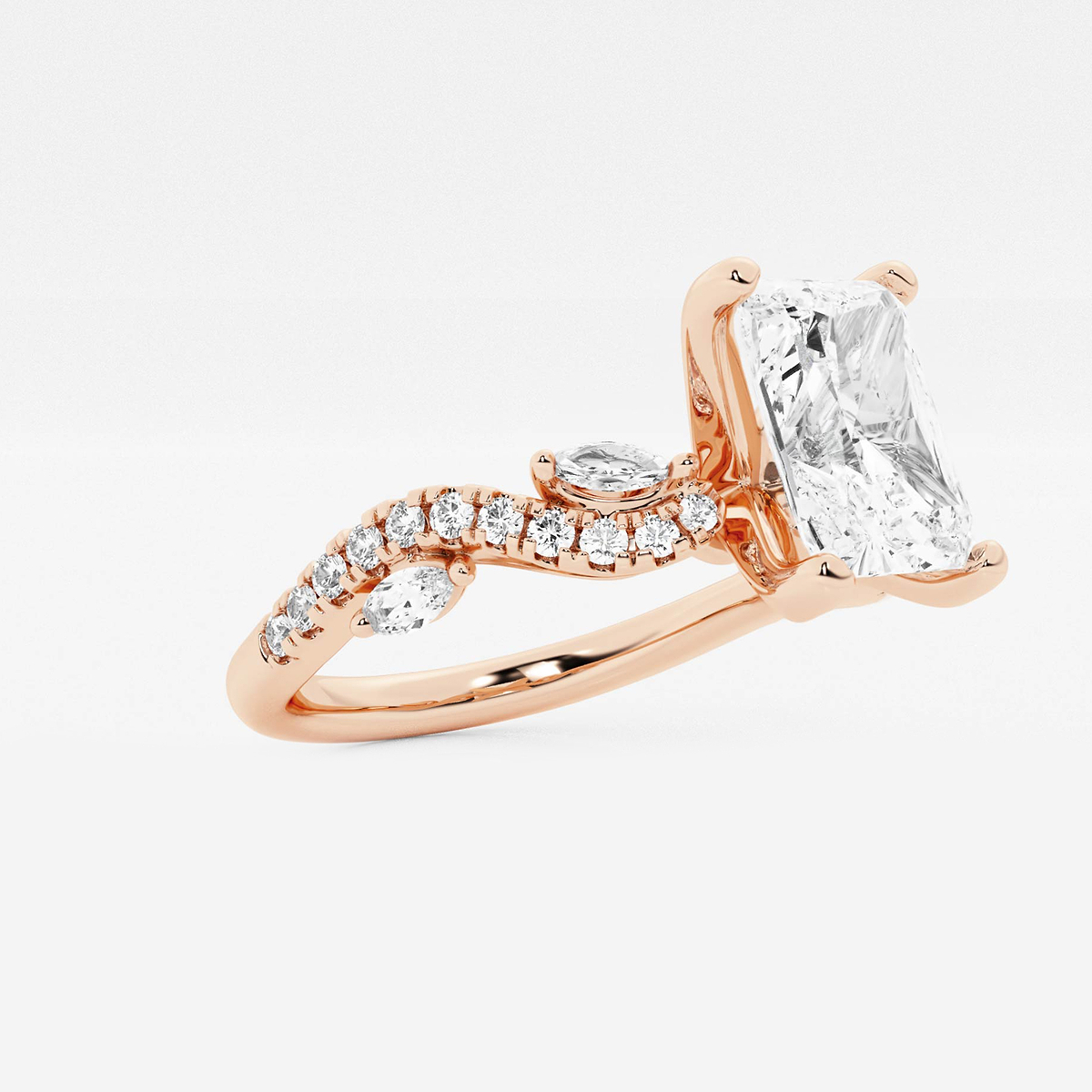 Additional Image 1 for  2 3/8 ctw Radiant Lab Grown Diamond Marquise Vine Engagement Ring