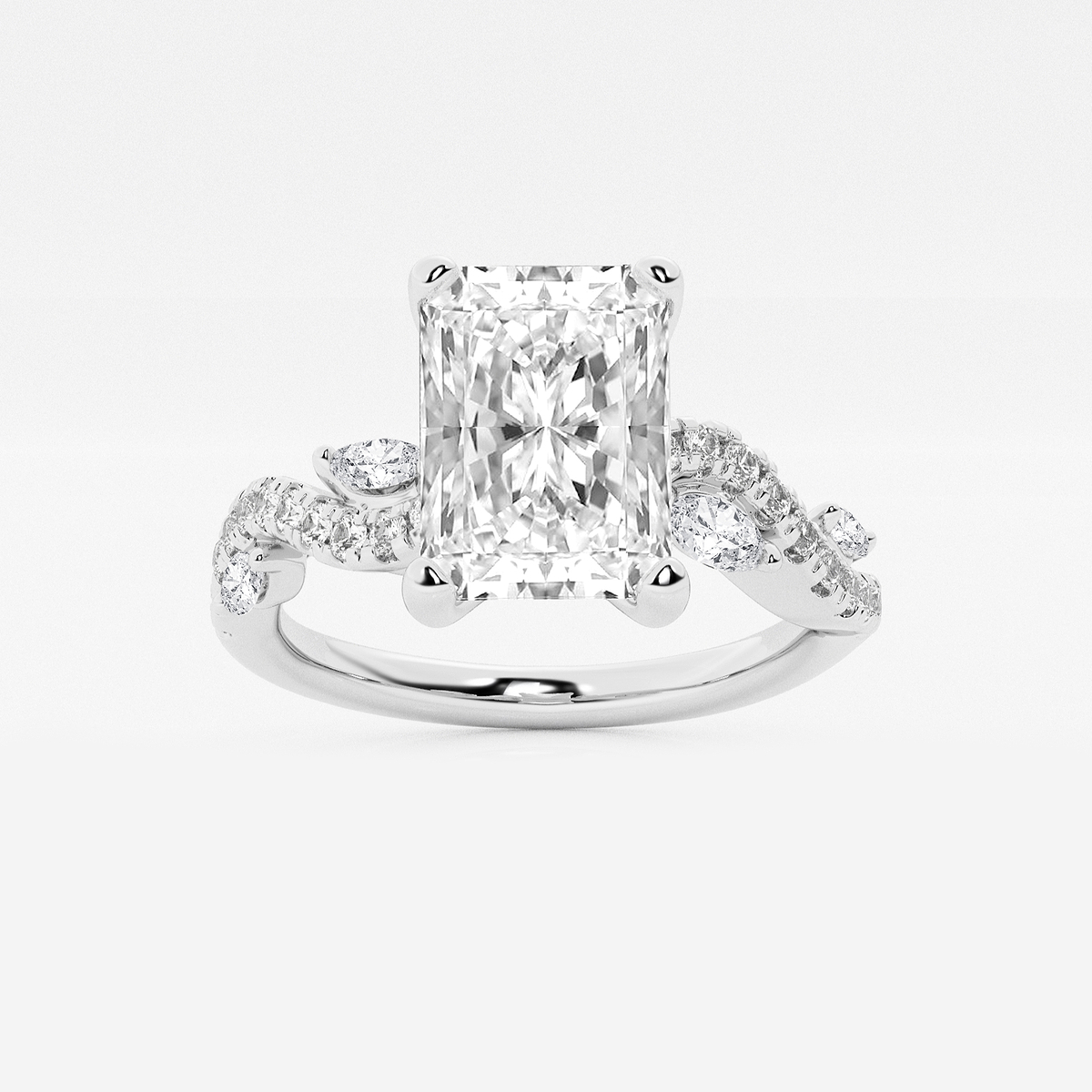 1 3/8 ctw Radiant Lab Grown Diamond Marquise Vine Engagement Ring