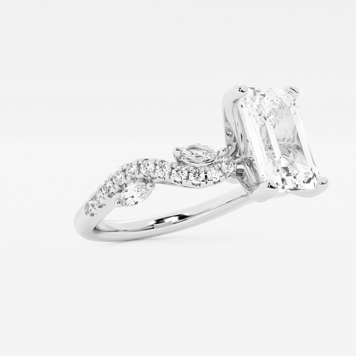 Additional Image 1 for  1 3/8 ctw Radiant Lab Grown Diamond Marquise Vine Engagement Ring