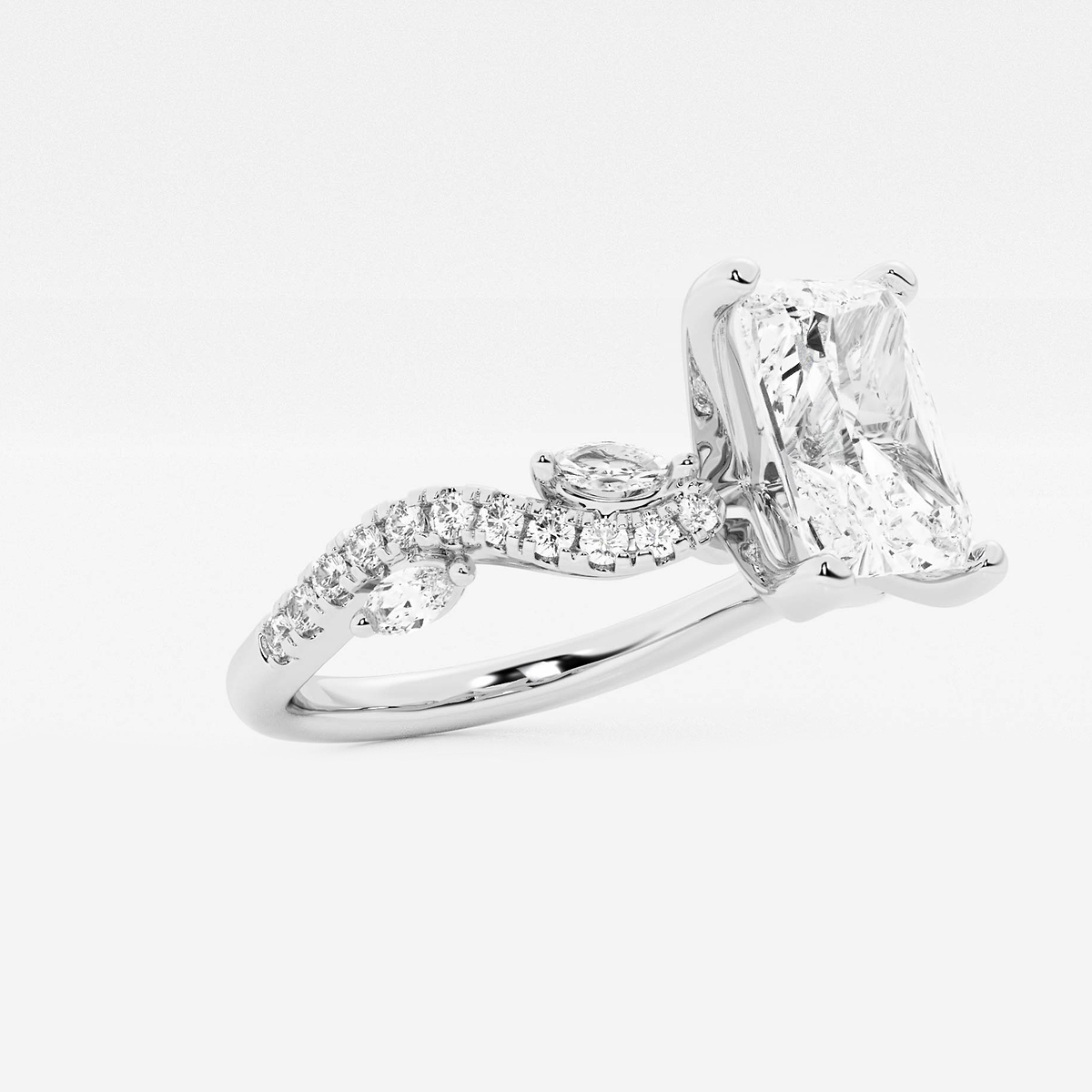 Additional Image 1 for  2 3/8 ctw Radiant Lab Grown Diamond Marquise Vine Engagement Ring
