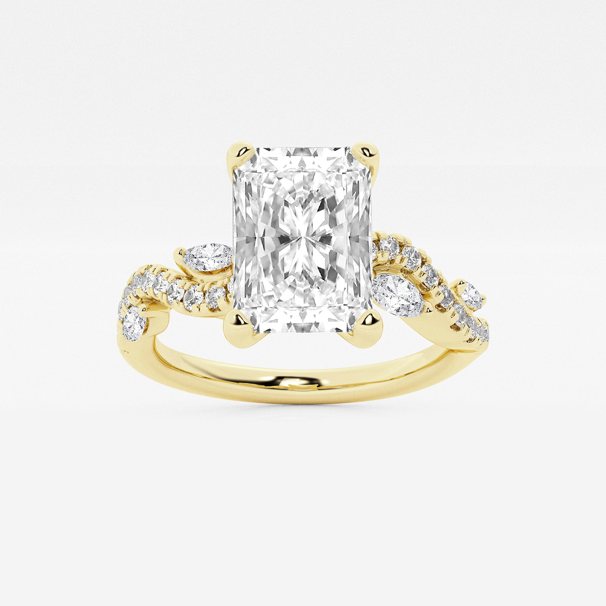 1 3/8 ctw Radiant Lab Grown Diamond Marquise Vine Engagement Ring