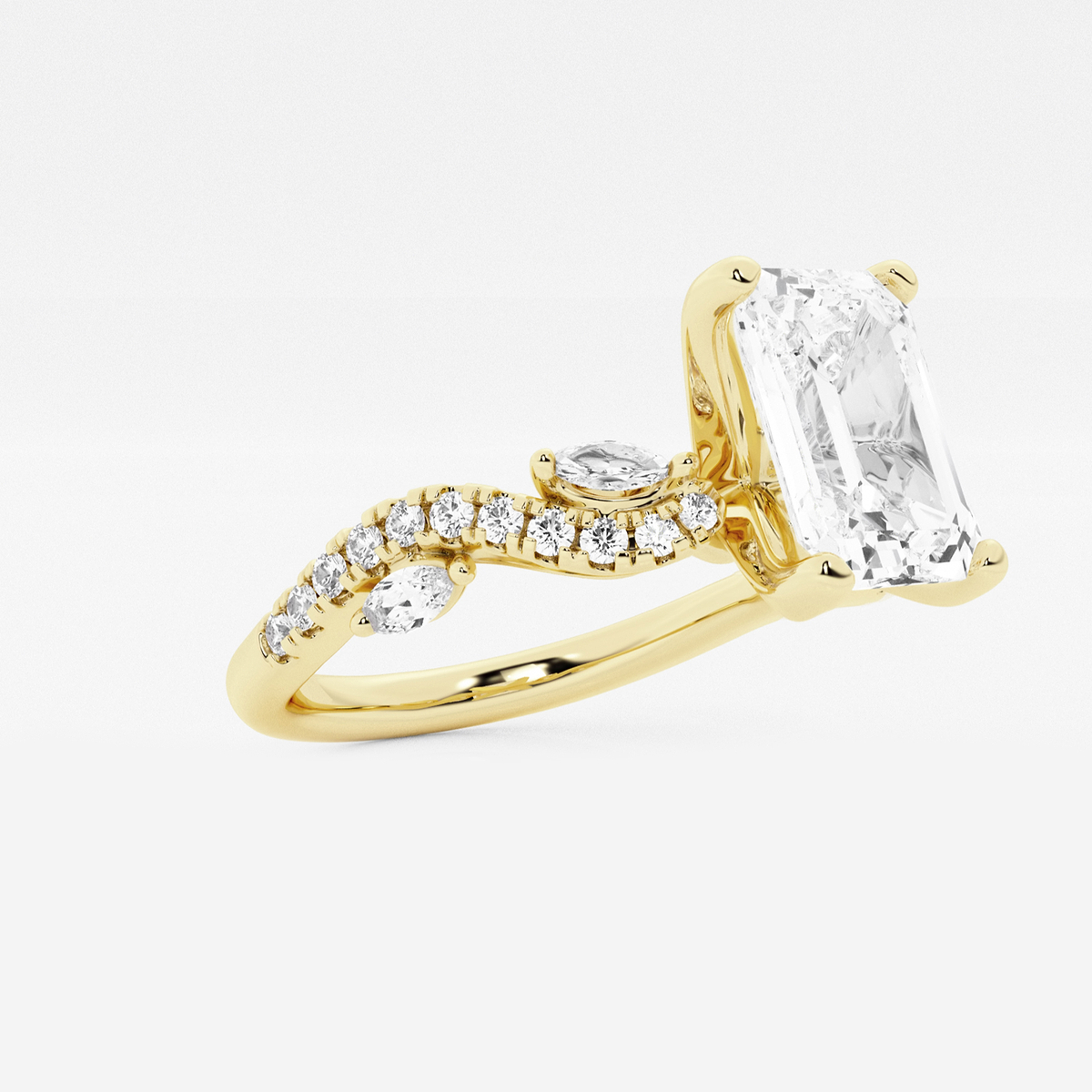Additional Image 1 for  1 3/8 ctw Radiant Lab Grown Diamond Marquise Vine Engagement Ring