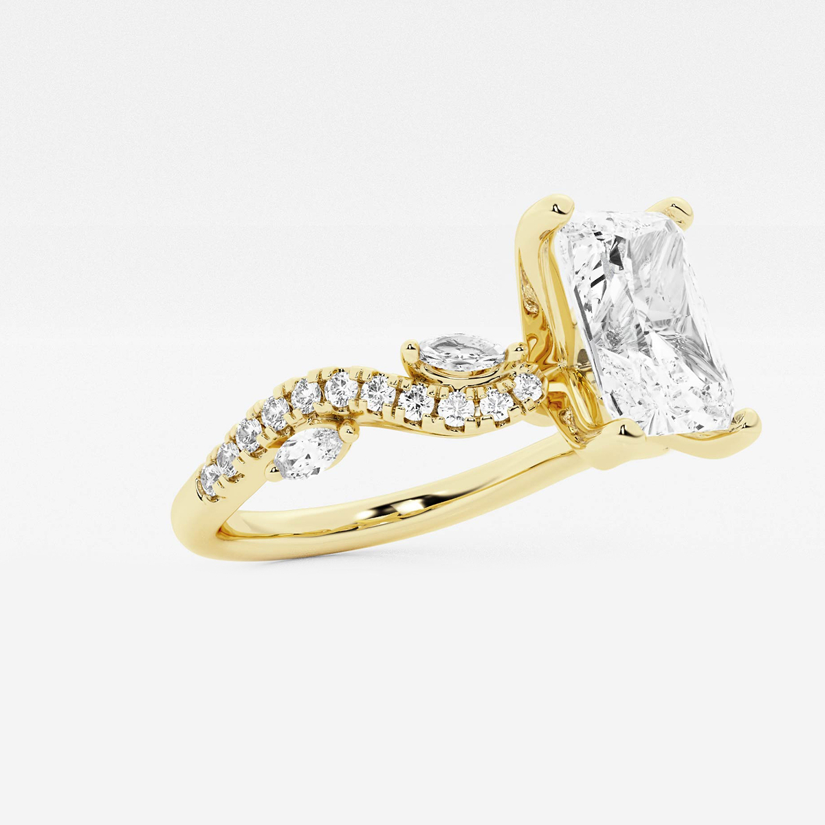 Additional Image 1 for  2 3/8 ctw Radiant Lab Grown Diamond Marquise Vine Engagement Ring