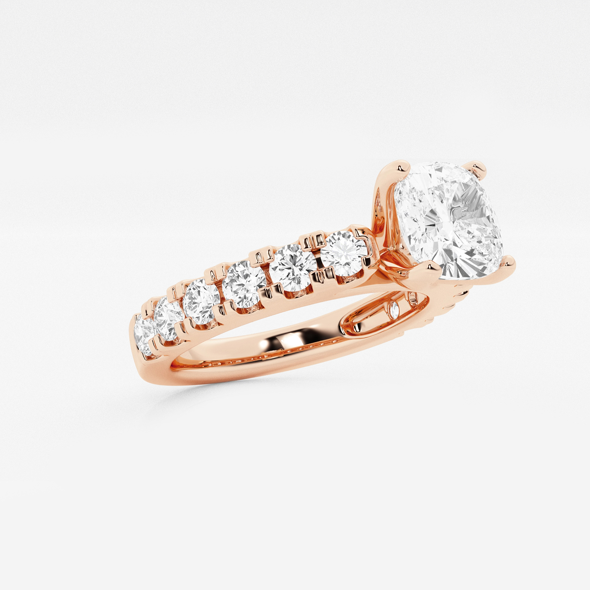 Additional Image 1 for  2 1/2 ctw Cushion Lab Grown Diamond Engagement Ring with Split Prong Side Accents