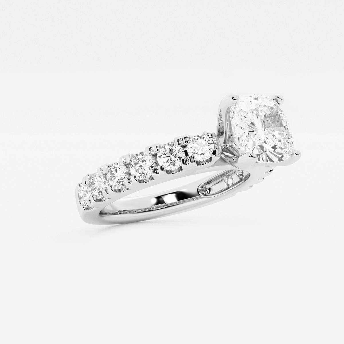 Additional Image 1 for  3 ctw Cushion Lab Grown Diamond Engagement Ring with Split Prong Side Accents
