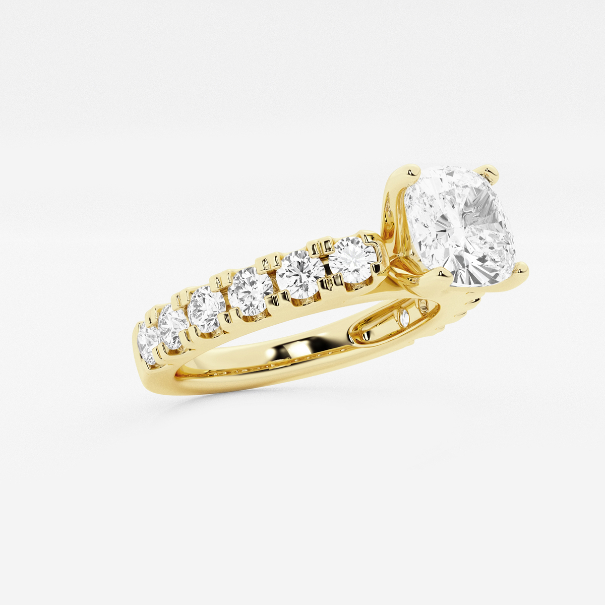 Additional Image 1 for  3 ctw Cushion Lab Grown Diamond Engagement Ring with Split Prong Side Accents