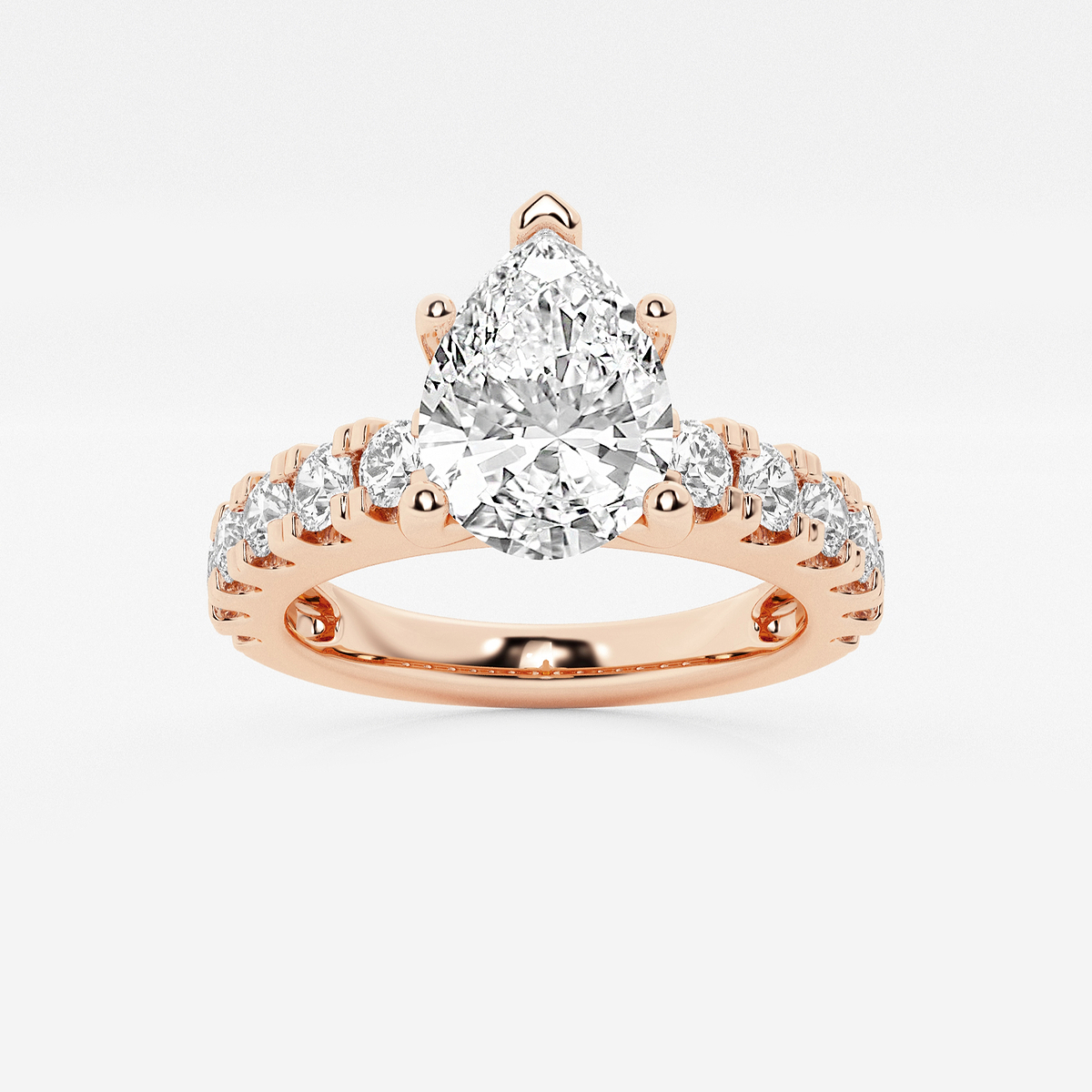3 ctw Pear Lab Grown Diamond Engagement Ring with Split Prong Side Accents