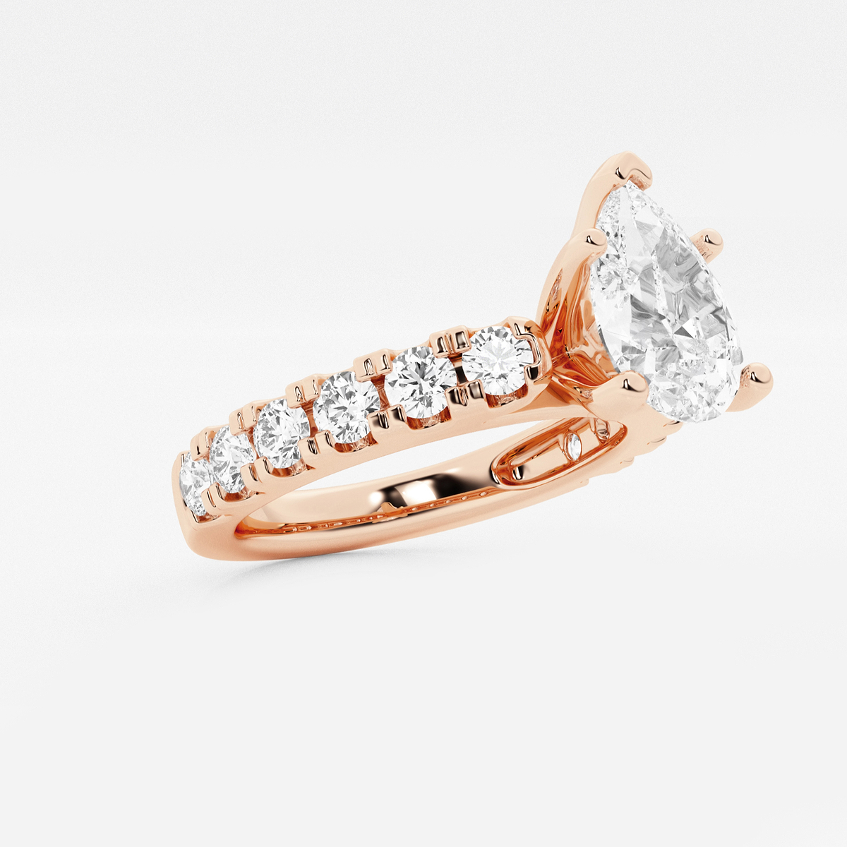 Additional Image 1 for  3 ctw Pear Lab Grown Diamond Engagement Ring with Split Prong Side Accents