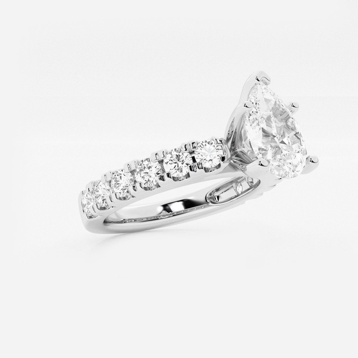 Additional Image 1 for  3 ctw Pear Lab Grown Diamond Engagement Ring with Split Prong Side Accents