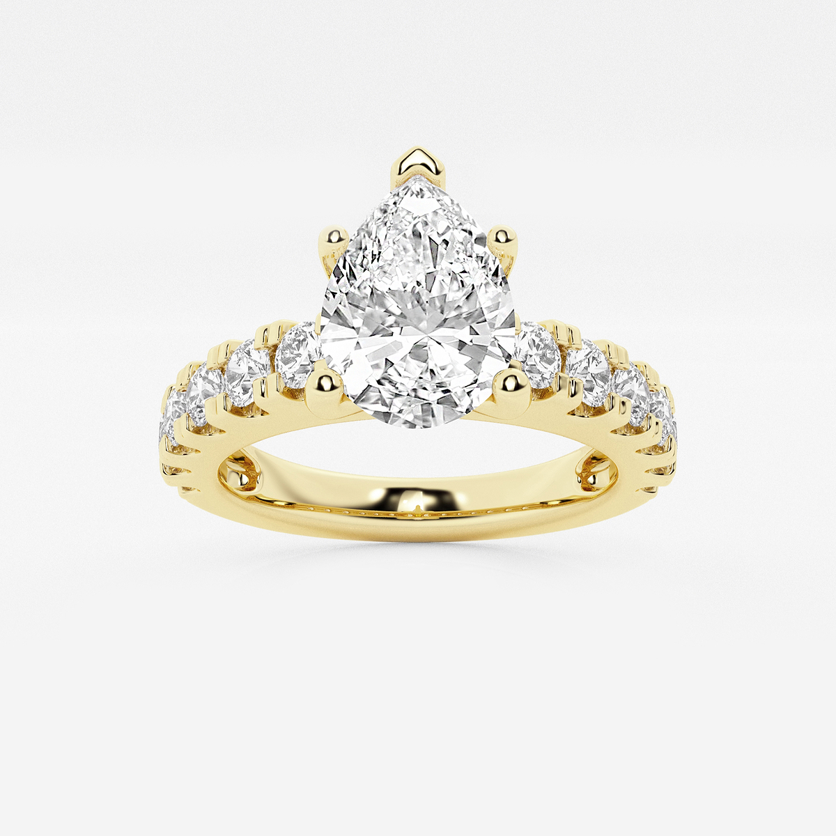 2 1/2 ctw Pear Lab Grown Diamond Engagement Ring with Split Prong Side Accents