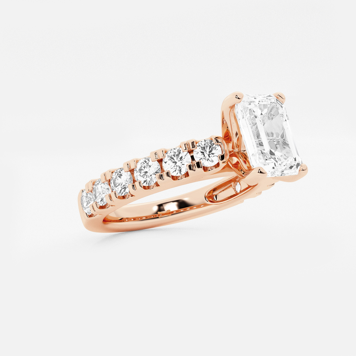 Additional Image 1 for  3 ctw Emerald Lab Grown Diamond Engagement Ring with Split Prong Side Accents