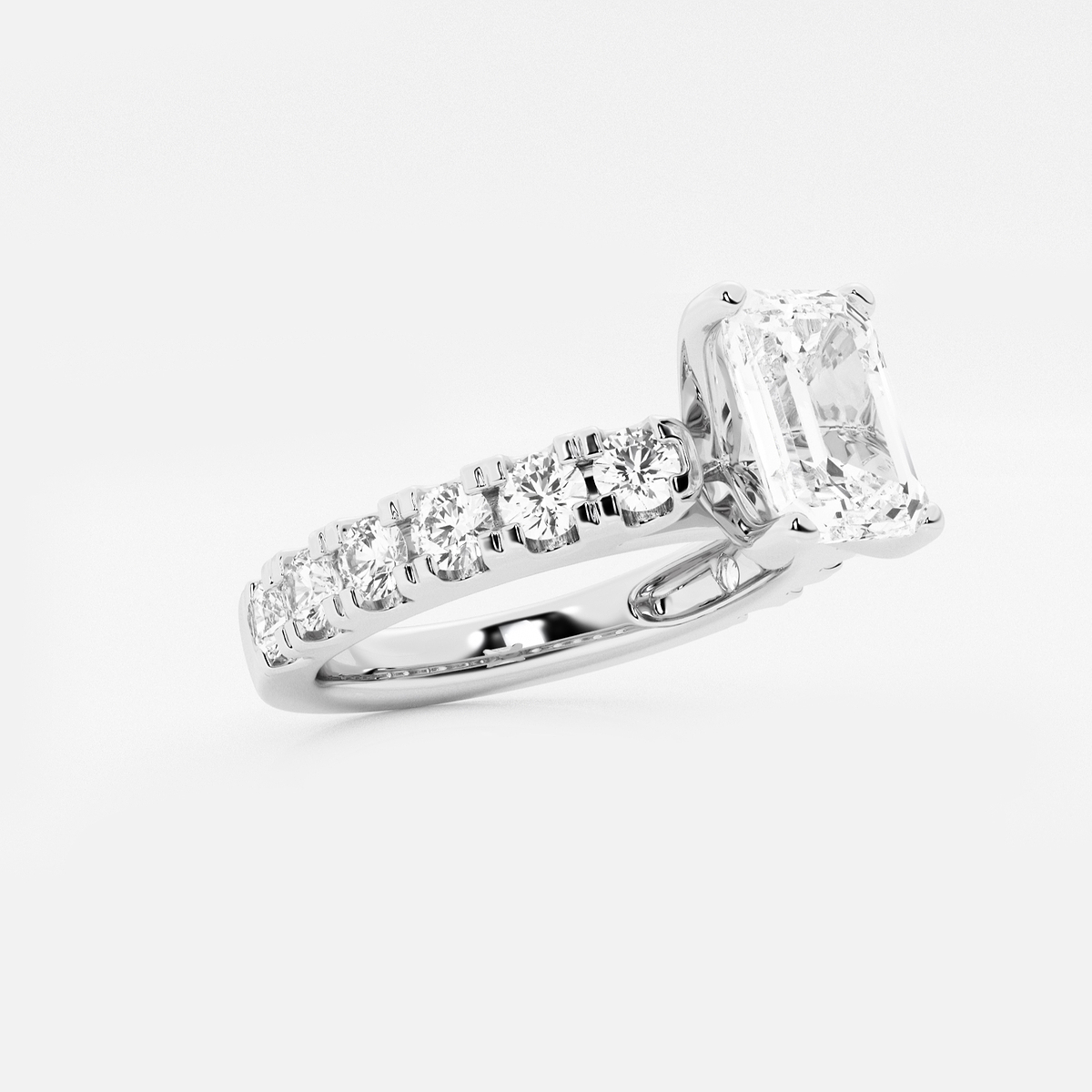 Additional Image 1 for  2 1/2 ctw Emerald Lab Grown Diamond Engagement Ring with Split Prong Side Accents