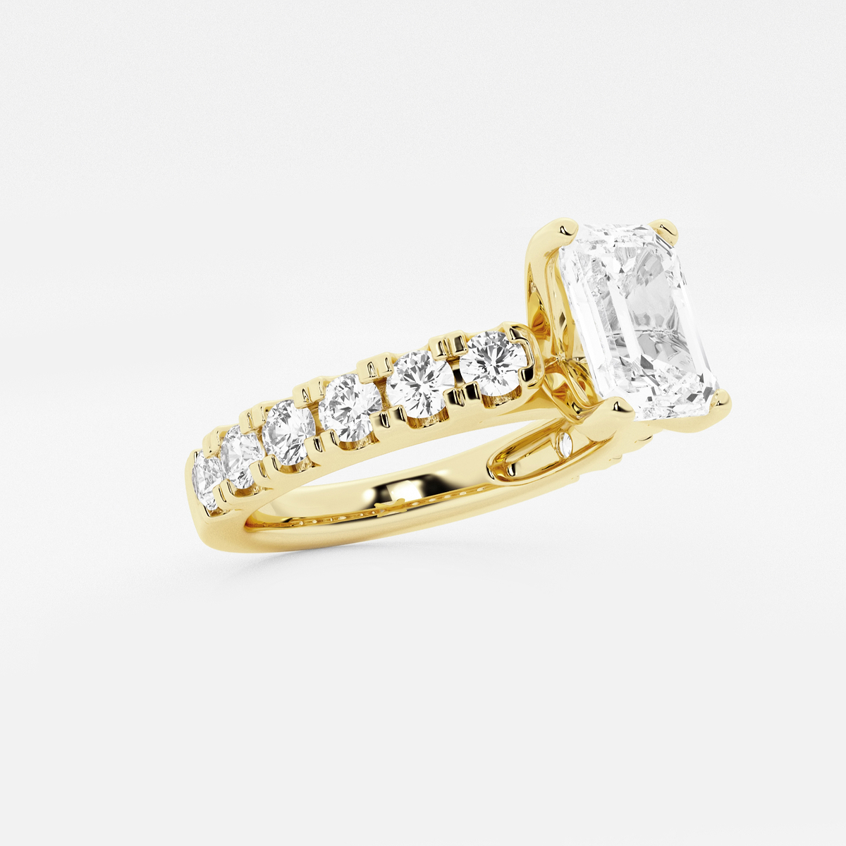 Additional Image 1 for  3 ctw Emerald Lab Grown Diamond Engagement Ring with Split Prong Side Accents