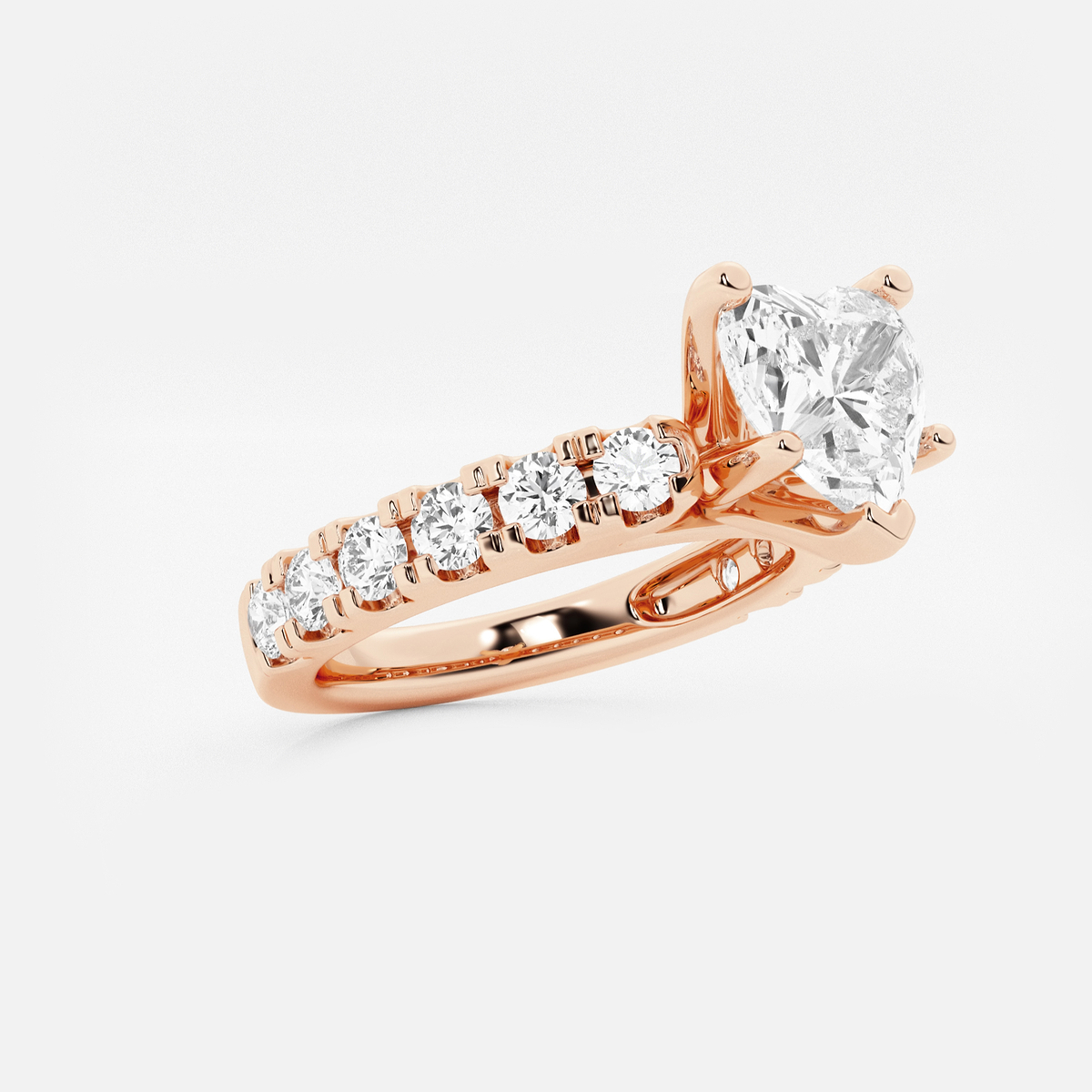 Additional Image 1 for  3 ctw Heart Lab Grown Diamond Engagement Ring with Split Prong Side Accents