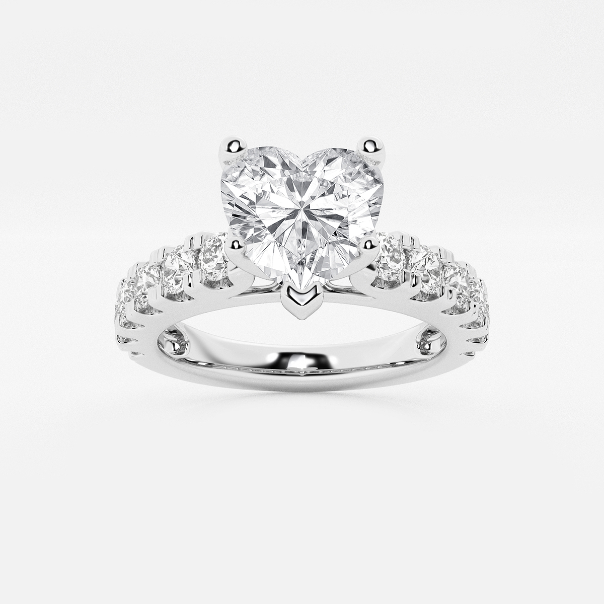 3 ctw Heart Lab Grown Diamond Engagement Ring with Split Prong Side Accents