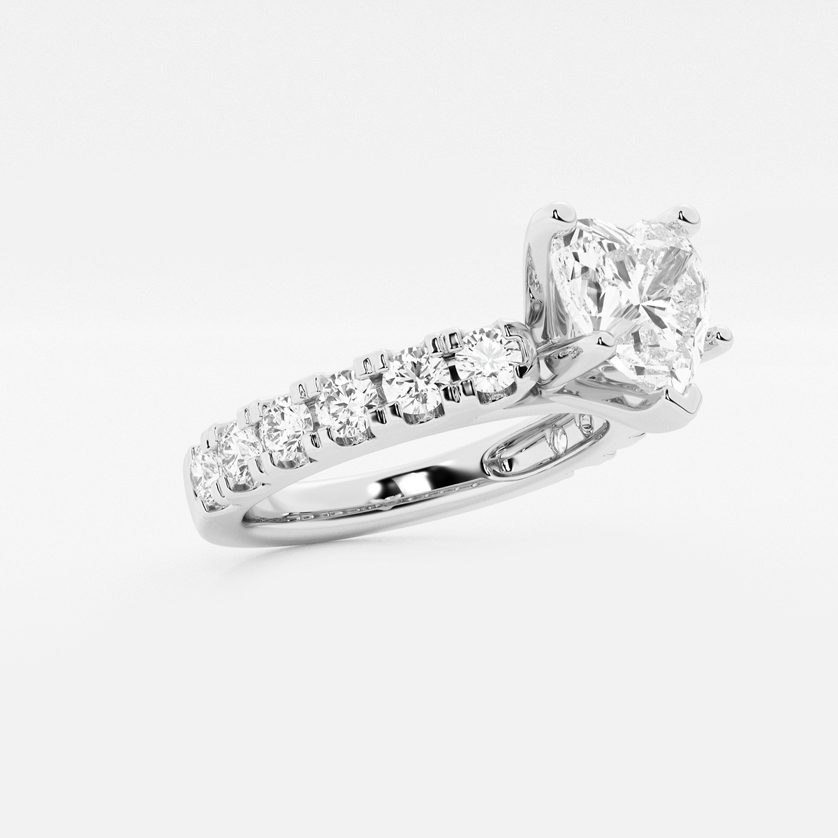 Additional Image 1 for  3 ctw Heart Lab Grown Diamond Engagement Ring with Split Prong Side Accents