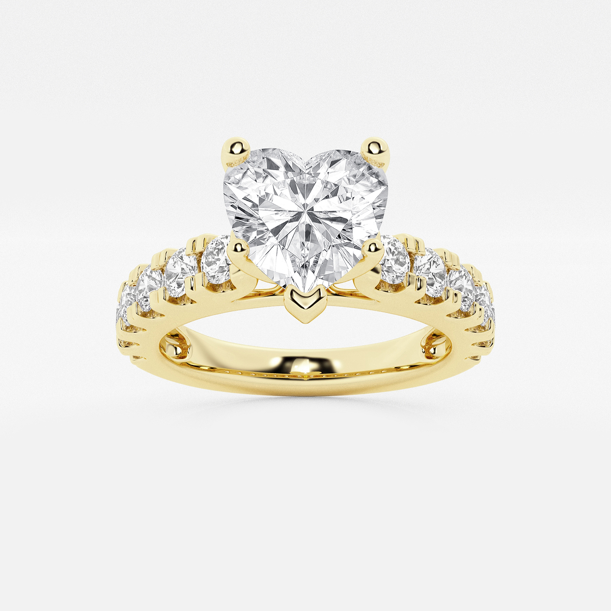 2 1/2 ctw Heart Lab Grown Diamond Engagement Ring with Split Prong Side Accents