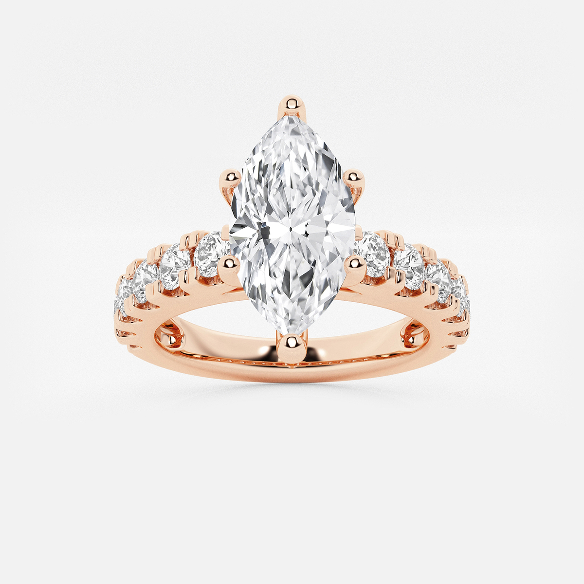 3 ctw Marquise Lab Grown Diamond Engagement Ring with Split Prong Side Accents