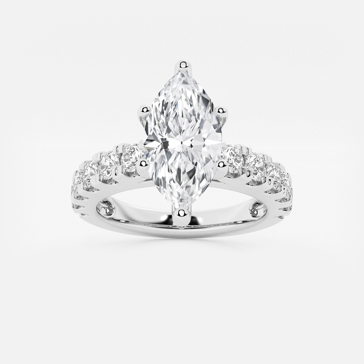 2 1/2 ctw Marquise Lab Grown Diamond Engagement Ring with Split Prong Side Accents