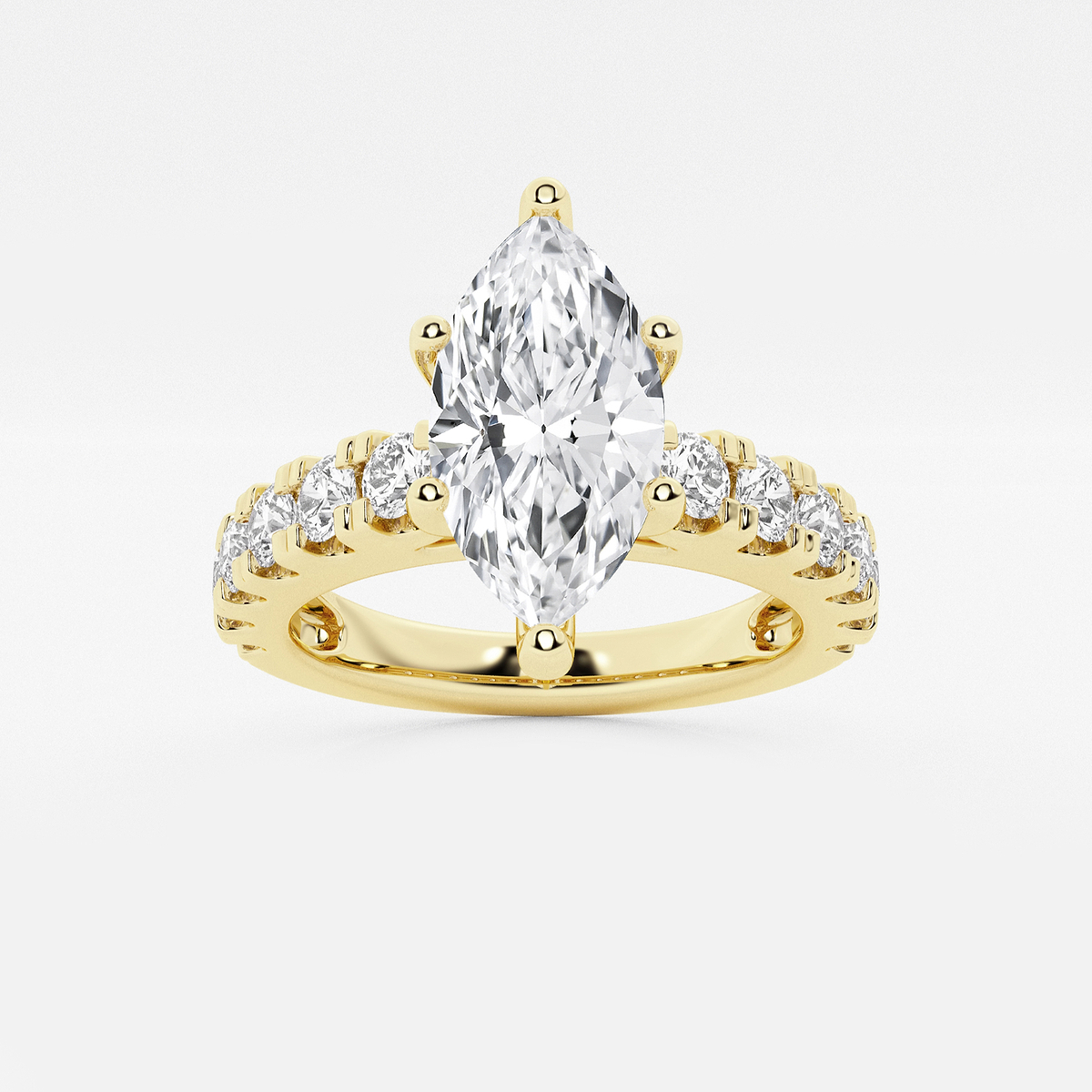 3 ctw Marquise Lab Grown Diamond Engagement Ring with Split Prong Side Accents