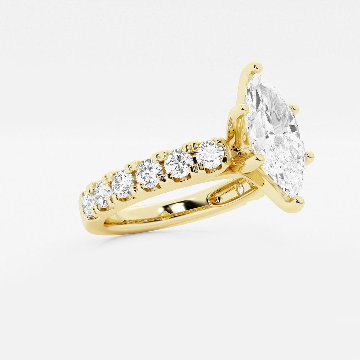Additional Image 1 for  3 ctw Marquise Lab Grown Diamond Engagement Ring with Split Prong Side Accents