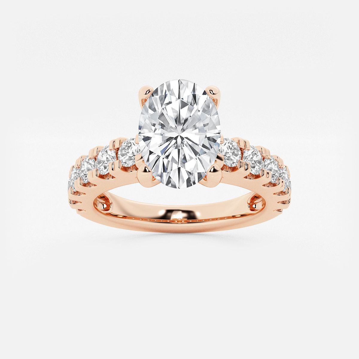 2 1/2 ctw Oval Lab Grown Diamond Engagement Ring with Split Prong Side Accents