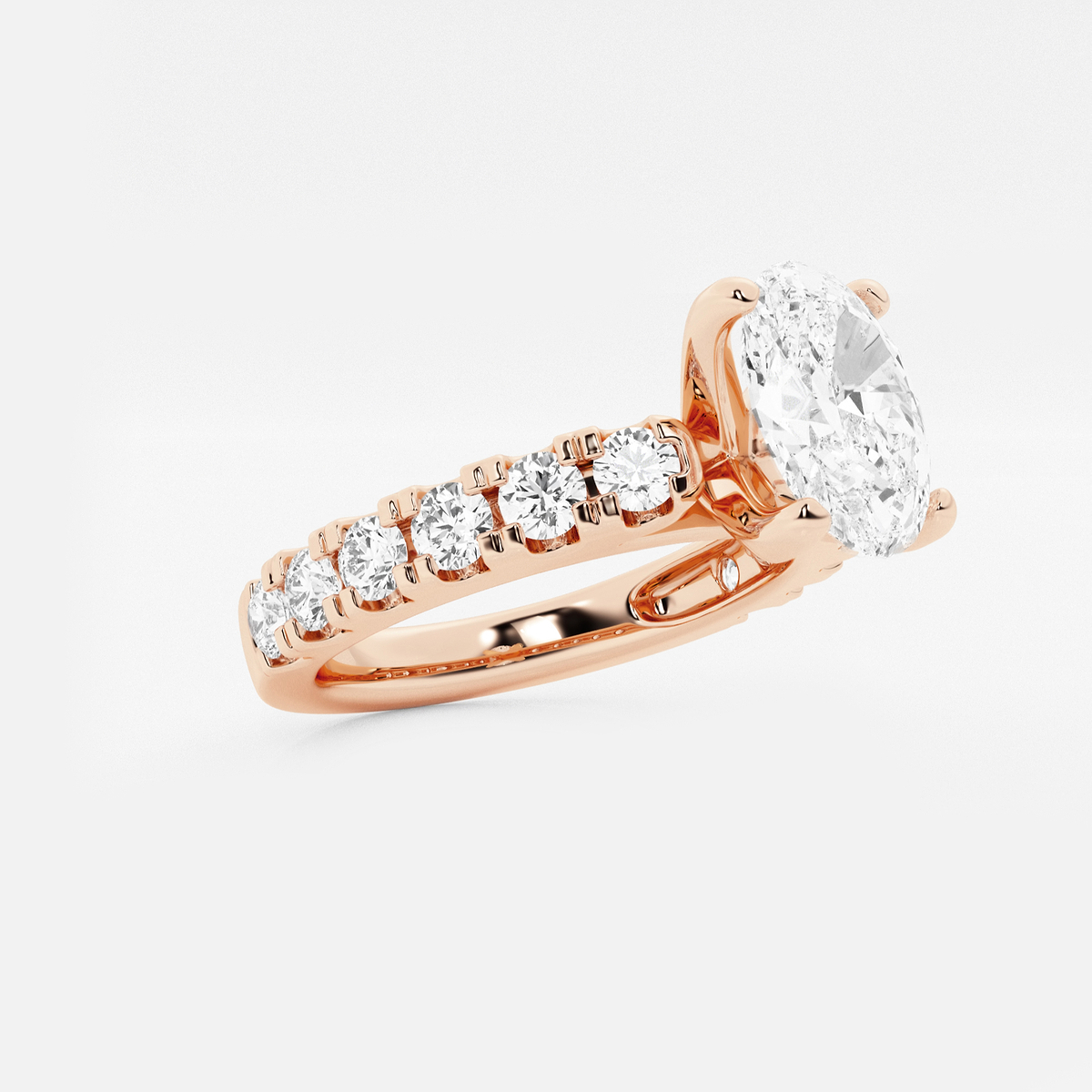 Additional Image 1 for  2 1/2 ctw Oval Lab Grown Diamond Engagement Ring with Split Prong Side Accents