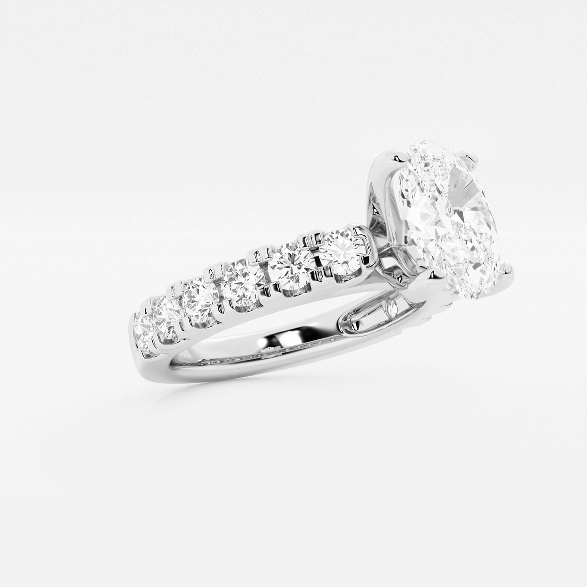 Additional Image 1 for  2 1/2 ctw Oval Lab Grown Diamond Engagement Ring with Split Prong Side Accents