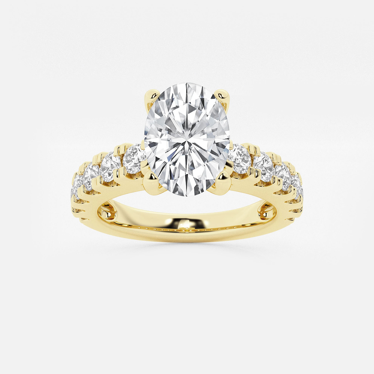 2 1/2 ctw Oval Lab Grown Diamond Engagement Ring with Split Prong Side Accents