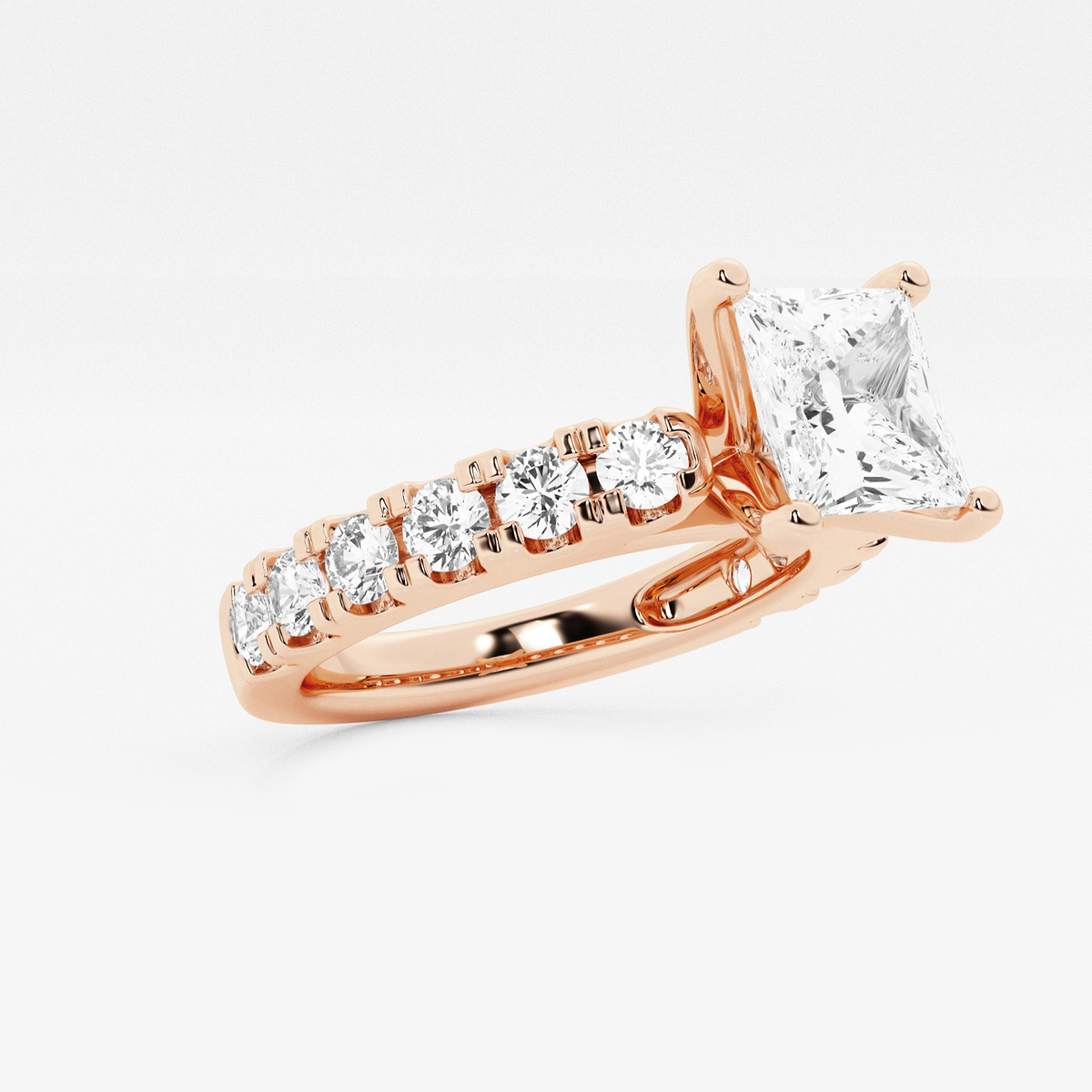 Additional Image 1 for  3 ctw Princess Lab Grown Diamond Engagement Ring with Split Prong Side Accents